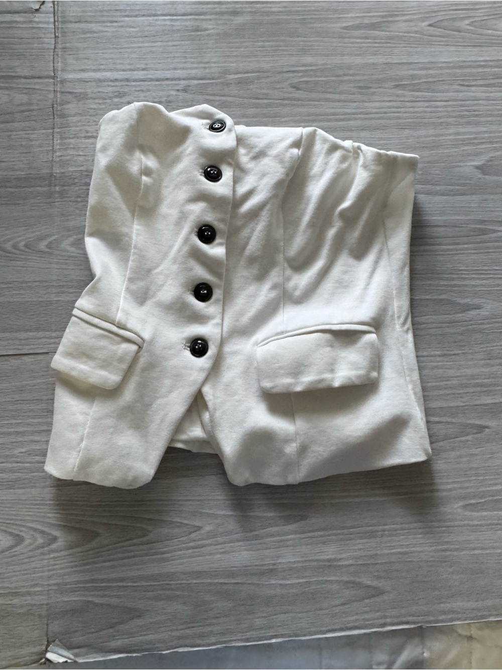 White Strapless Button-Front Women's Blazer